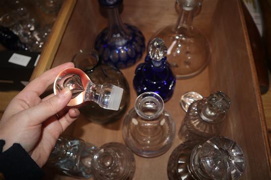 A collection of glass decanters